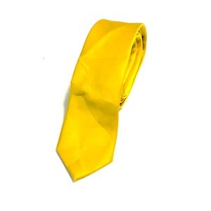 Jonathan David Solid Yellow Polyester Tie Wrinkled